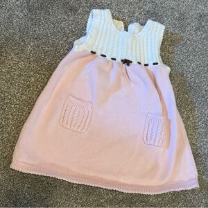 Baby Girl Gymboree Sleeveless White Pink sweater knit dress 18-24 months 18m 24m